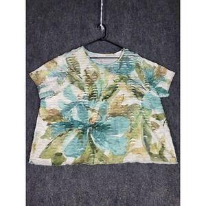 Alfred Dunner Floral Print Top Textured Tiered Ruffle‎ Blouse Women Sz 3X Work